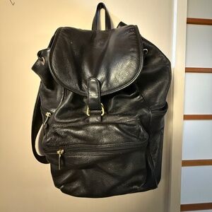 Black leather backpack